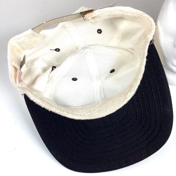 Vintage Coca-Cola Hat Cap White Black Bill Embroidered Bottle 90s 1996 Made USA - Picture 6 of 12